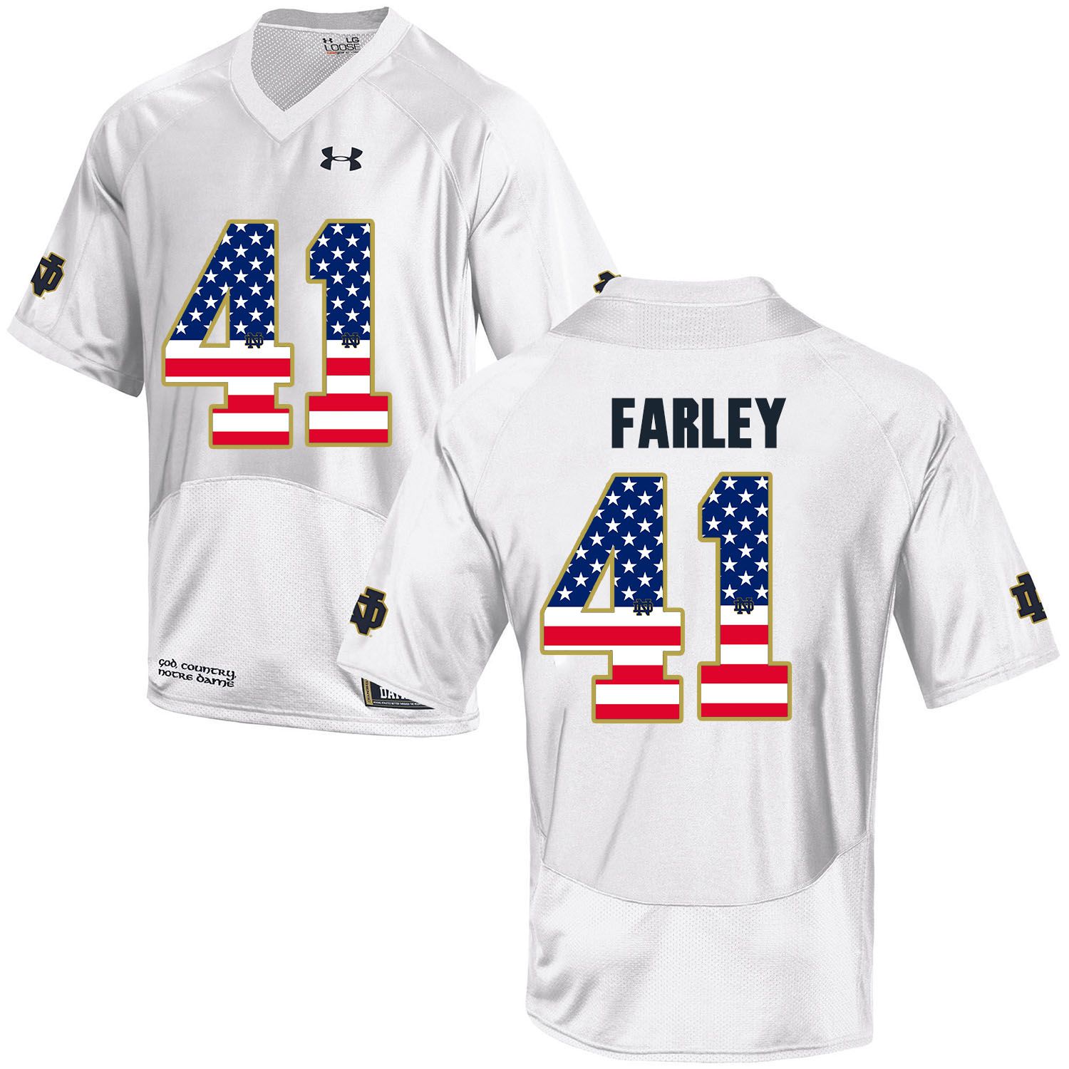 Men Norte Dame Fighting Irish 41 Farley White Flag Customized NCAA Jerseys
